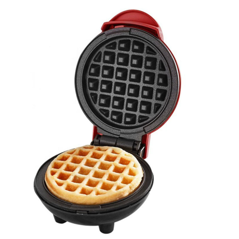 Mini Waffle Maker Machine - เครื่องทำวาฟเฟิลไฟฟ้าแบบพกพาขนาดเล็ก ปลั๊กแบบ US กระทะเคลือบกันติด ทำความสะอาดง่าย เครื่องทำอาหารเช้าสำหรับเด็ก