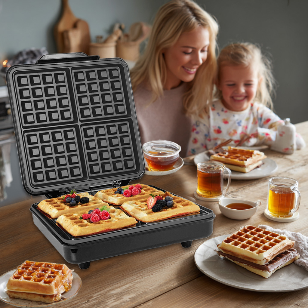 เครื่องทำวาฟเฟิลเบลเยียมอัตโนม - Mini Waffle Maker Machine บทวิจารณ์และราคา