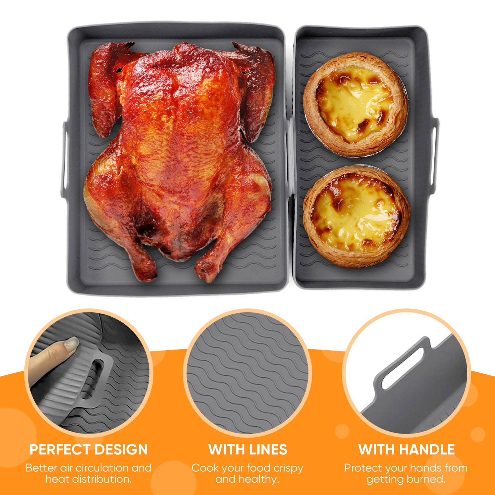 2 ชิ้นชุดซิลิโคน Air Fryer Mat - Air Fryer Silicone Pot Liner บทวิจารณ์และราคา